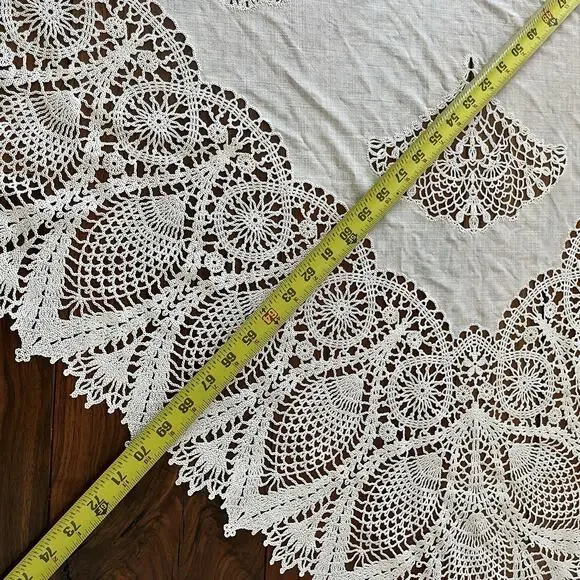 Lace Tablecloth Rectangle Home Party Dining Table Cover White 70"x52.5" - Picture 8 of 9